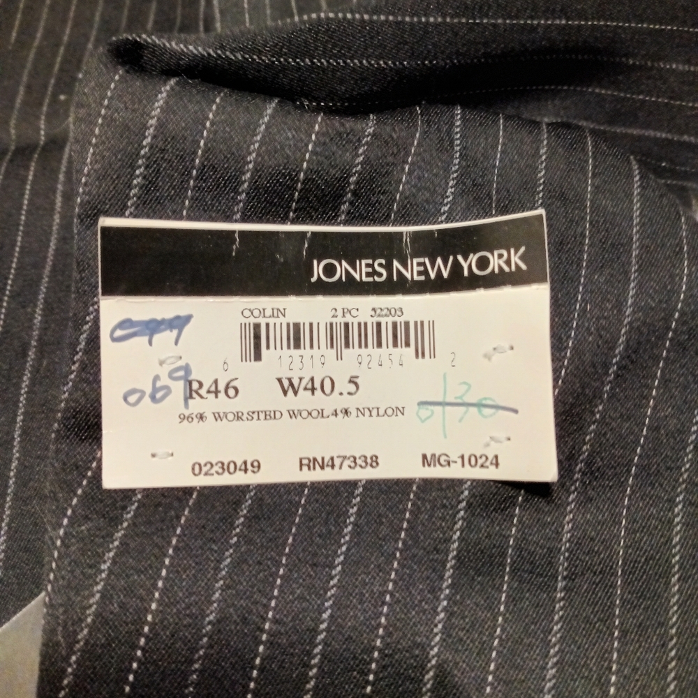 Two-piece Jones New York pinstriped suit, black